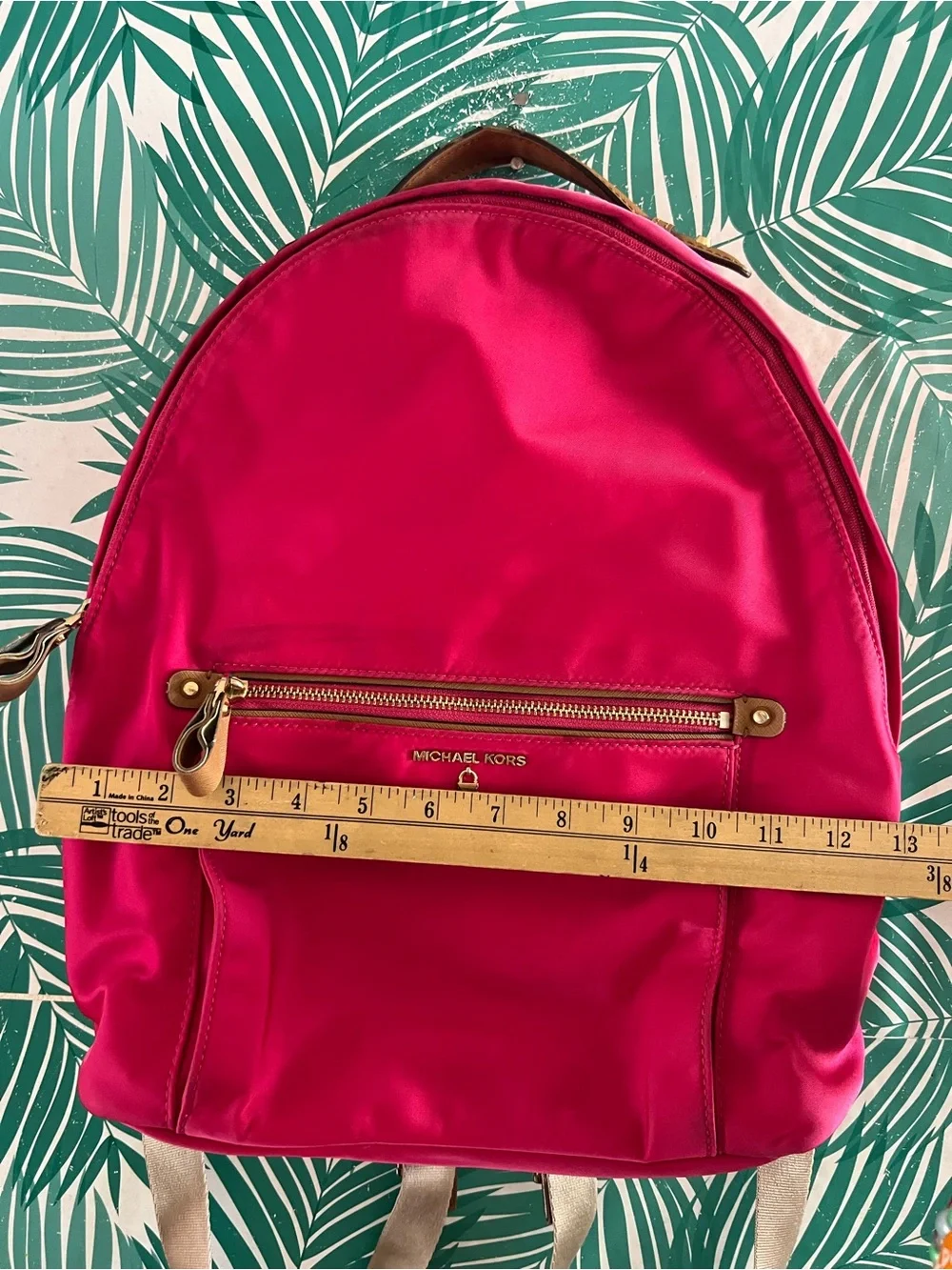Michael Kors Kelsey Vibrant Fuchsia Nylon Backpack with Gold Hardware Guc